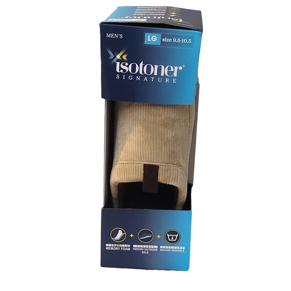 Isotoner Signature Men's Memory Foam Indoor/Outdoor Slippers Pebble Sz Large 9.5 - Picture 1 of 8